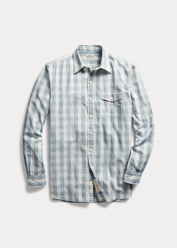 Camisa Ralph Lauren Hombre Azules - Slim Fit Checked - VKXES6317